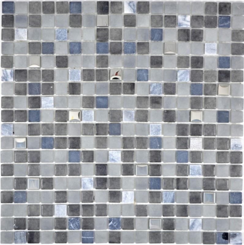 Glasmosaik Mosaikfliesen Fliesenspiegel Stein grau anthrazit NERO BAD WC Küche WAND MOS91-0334
