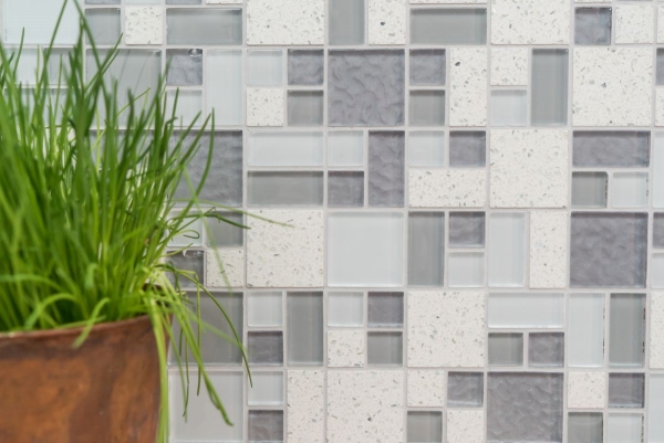 Artificial stone glass mosaic mosaic tiles composite white antique white light gray anthracite tile backsplash wall - MOS88-K990