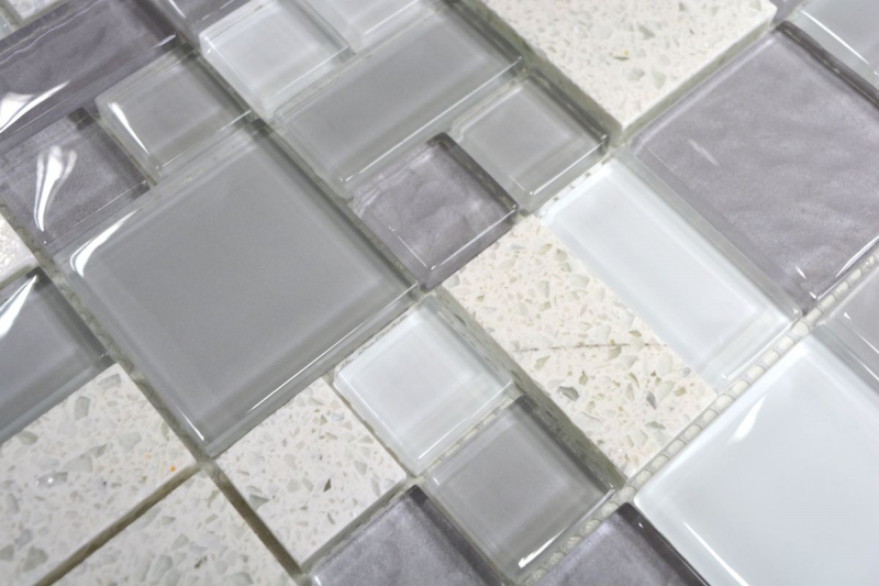 Carreau de mosaïque Translucide Composite blanc Combinaison de mosaïque de verre Crystal Artificial blanc MOS88-K990_f