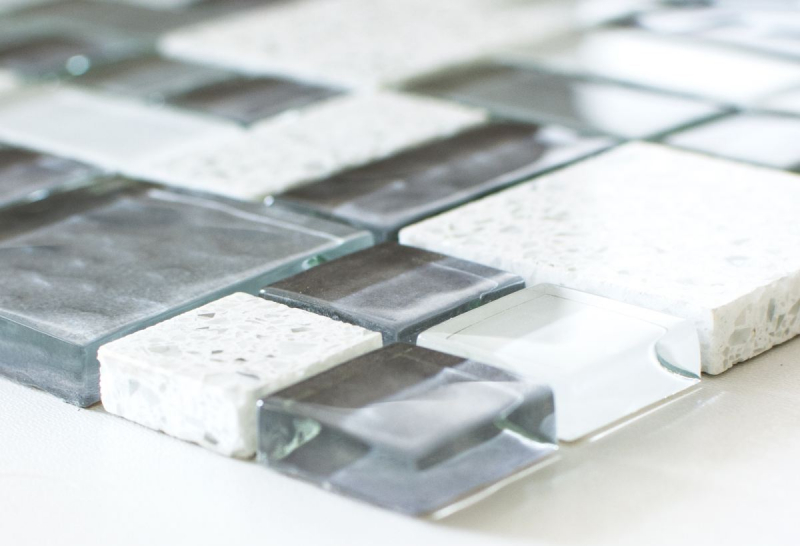 Échantillon manuel Carreau de mosaïque Translucide Composite blanc Combinaison de mosaïque de verre Crystal Artificial blanc MOS88-K990_m