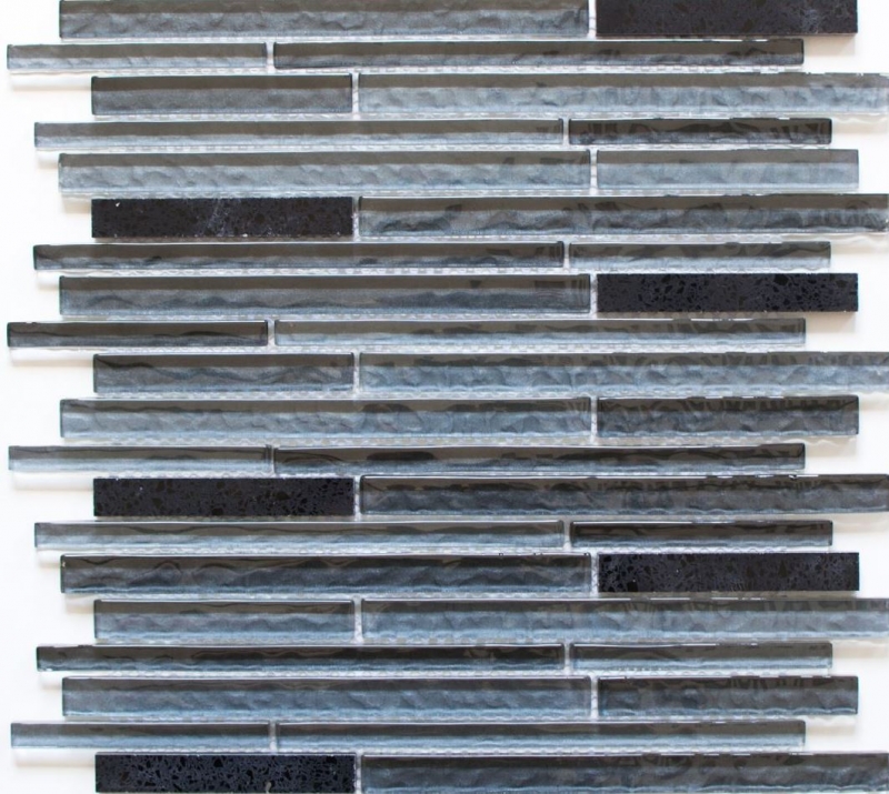 Mosaico di vetro pietra artificiale tondini mosaico composito nero antracite grigio scuro parete rivestimento cucina WC - MOS86-MS89