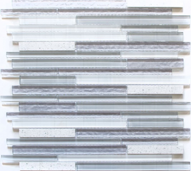 Glass mosaic artificial stone rods mosaic tile composite white old white light gray anthracite tile backsplash wall bathroom - MOS86-MS90