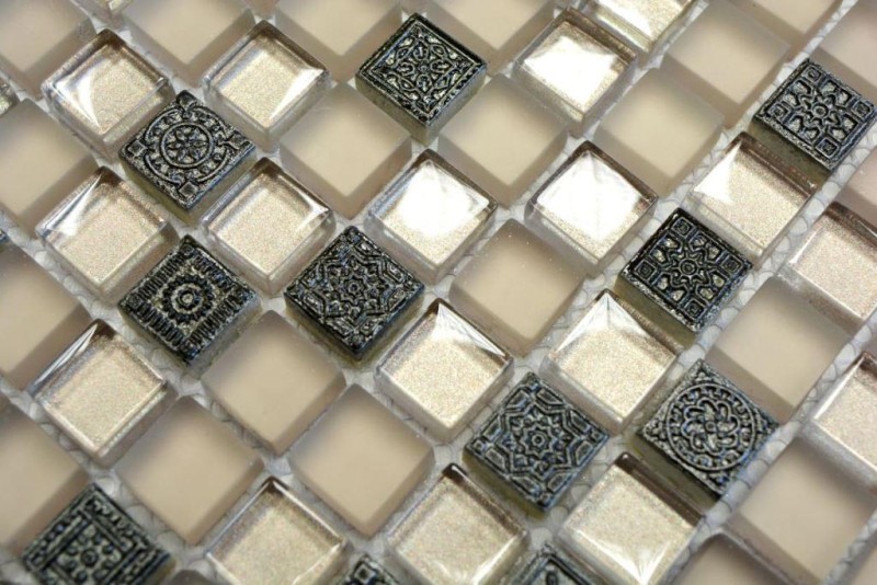 Mosaico in vetro mosaico piastrelle mosaico champagne resina oro beige opaco smerigliato piastrelle backsplash parete cucina - MOS92-0106