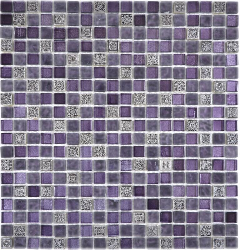 Handmuster Mosaikfliese Transluzent lila Glasmosaik Crystal Resin lila lila matt BAD WC Küche WAND MOS92-1107_m
