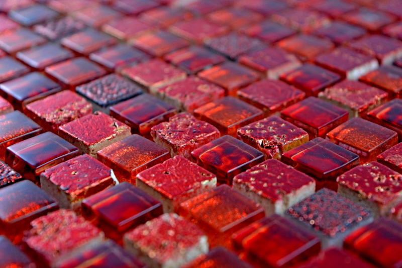 Motif à main Carreau de mosaïque Translucide rouge Mosaïque de verre Crystal Resin rouge BAD WC cuisine MUR MOS92-0904_m
