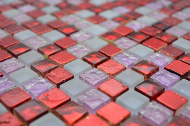 Glasmosaik Mosaikfliese rot pink Resin matt Milchglas gefrostet Fliesenspiegel Küche - MOS92-0911