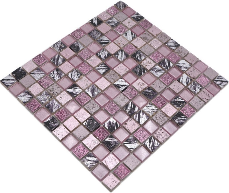 Artificial stone rustic mosaic tile glass mosaic resin pink rose magenta BATH WC kitchen WALL tile backsplash - MOS82-1104