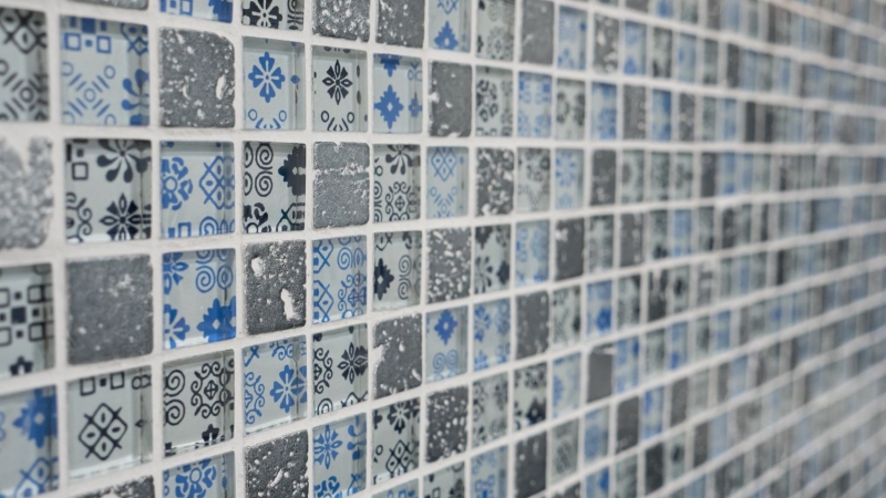 Pietra artificiale mosaico rustico piastrelle di vetro mosaico resina blu nero argento bianco piastrelle backsplash parete cucina bagno WC - MOS83-CB07
