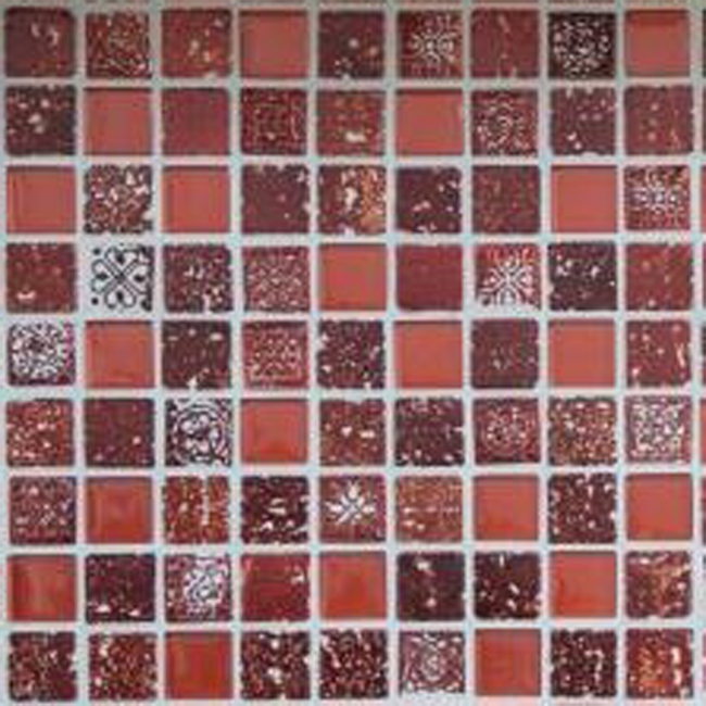 Handmuster Mosaikfliese Fliesenspiegel Transluzent rot Glasmosaik Crystal Resin rot BAD WC Küche WAND MOS82-0906_m