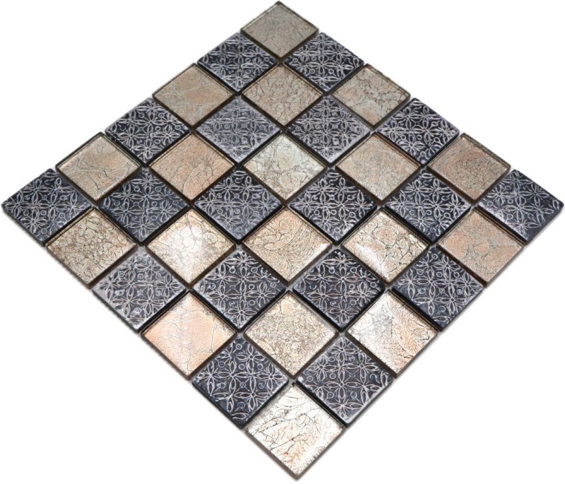 Glass mosaic mosaic tile champagne black resin look tile backsplash kitchen shower wall MOS78B-0702