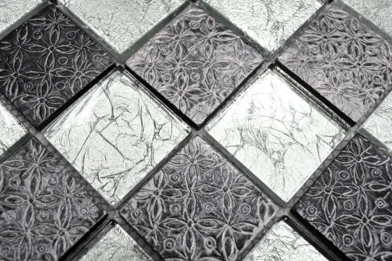 Mosaik Rückwand Transluzent silber Glasmosaik Crystal Resin Optik silber MOS88-8OP6_f