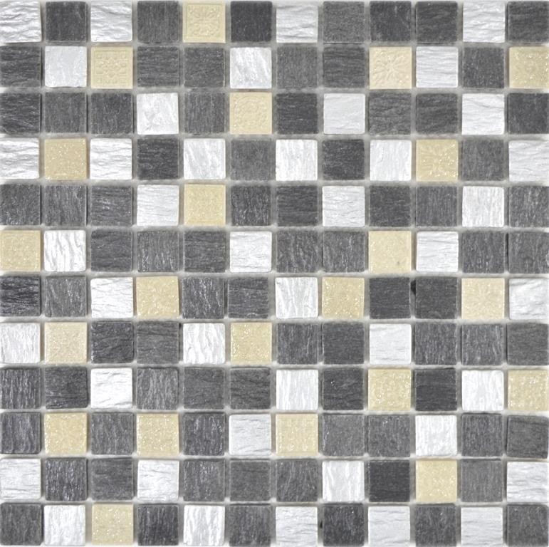 Artificial stone rustic mosaic tile resin gray black anthracite silver cream beige glitter tile backsplash wall kitchen bathroom - MOS83-0226