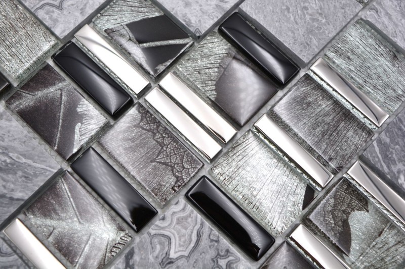 Marmo vetro mosaico piastrelle grigio grigio chiaro antracite argento cucina muro piastrelle backsplash bagno WC - MOS88-0210