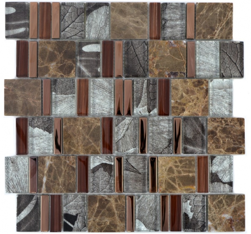 Marbre Mosaïque de verre Carreaux de mosaïque brun cuivre gris anthracite Carrelage mur salle de bain cuisine WC - MOS88-1220