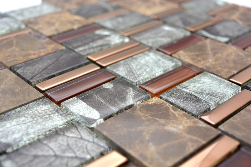 Marble glass mosaic mosaic tiles brown copper gray anthracite tile backsplash wall bathroom kitchen toilet - MOS88-1220