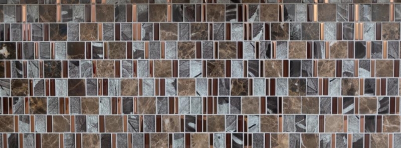 Marmor Glasmosaik Mosaikfliesen braun kupfer grau anthrazit Fliesenspiegel Wand Bad Küche WC - MOS88-1220
