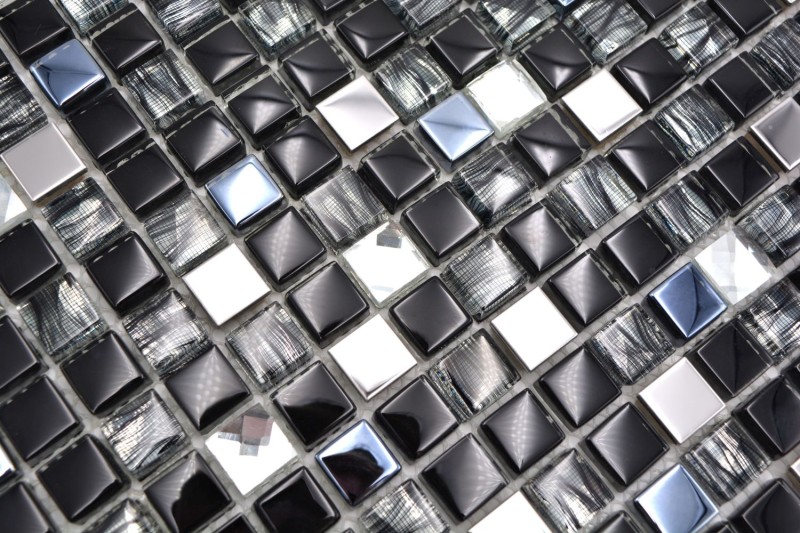 Glass mosaic natural stone mosaic tile stainless steel black tile backsplash kitchen tile bathroom - MOS92-0304