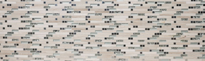 Mosaic tile translucent stainless steel white wood composite glass mosaic Crystal stone steel wood white MOS86-0108_f