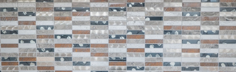 Rectangular mosaic tiles glass mosaic stainless steel resin gray anthracite brown tile backsplash wall kitchen bathroom - MOS87-24X