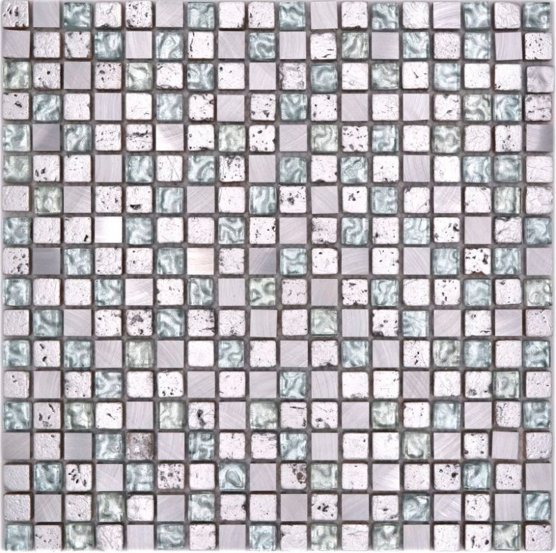 silbergrau Mosaik Steine Verbund Fliesenspiegel Küche BAD WC 40-0230_b 