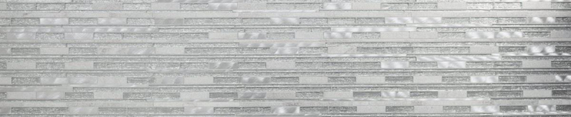 Glasmosaik Naturstein Stäbchen Mosaikfliese Aluminium weiß silber klar grau Spritzschutz Wandverblender Bad WC - MOS49-GV64