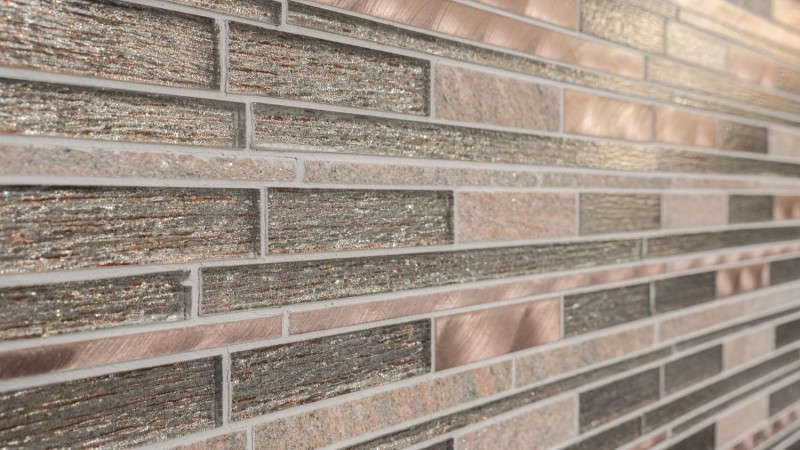Glass mosaic natural stone rods aluminum mosaic bronze copper glitter wall facing tile backsplash kitchen WC - MOS49-GV74