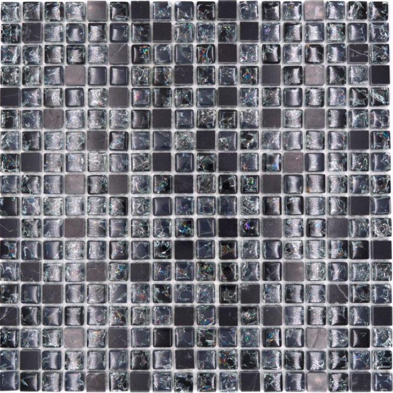 Glass mosaic natural stone mosaic tile black quarry glass marble kitchen splashback - MOS92-1028