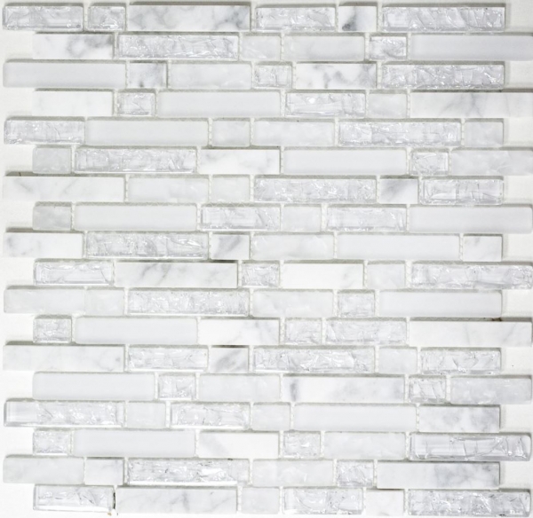 Hand-painted mosaic tile Tile backsplash Translucent white Composite glass mosaic Crystal stone white MOS87-V1311_m