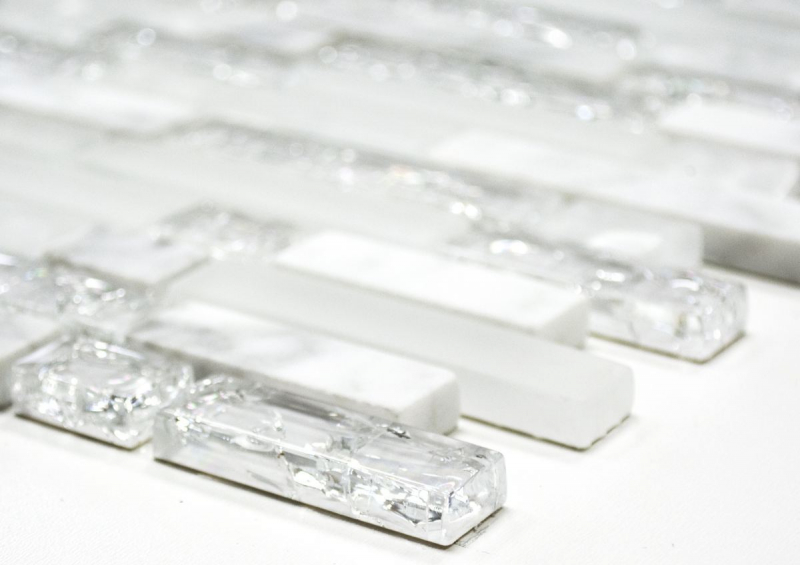Mosaikfliese Küchenrückwand Transluzent weiß Verbund Glasmosaik Crystal Stein weiß MOS87-V1311_f