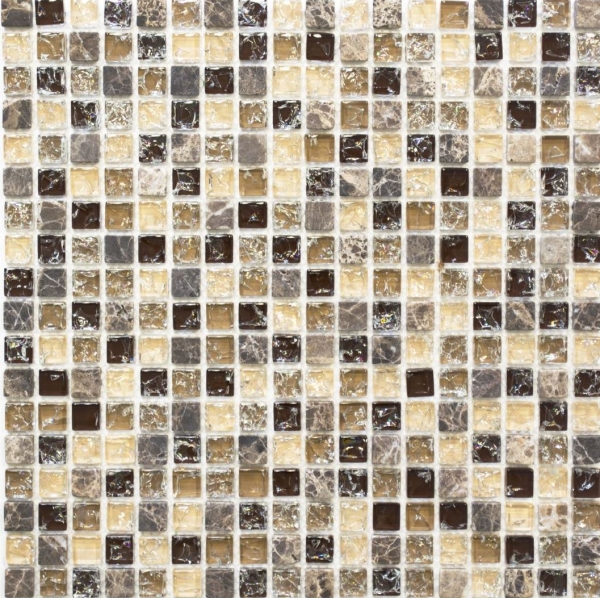 Mosaico in vetro pietra naturale piastrelle di mosaico beige scuro cava marmo marrone scuro crema backsplash cucina - MOS92-1055