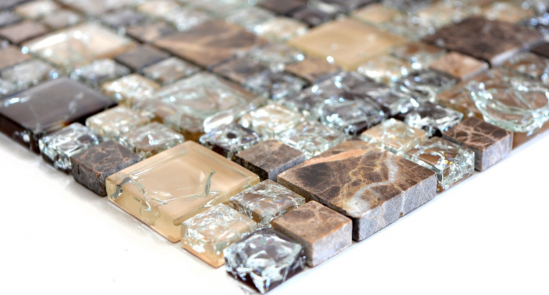 Mosaic tile Translucent dark brown combination glass mosaic Crystal stone emperador dark MOS87-K1455_f