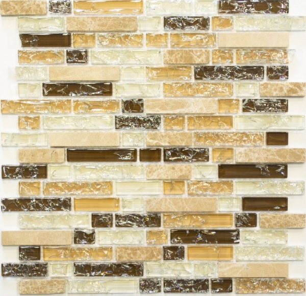 Glass mosaic natural stone mosaic tiles light brown beige cream quarry glass wall tile kitchen bathroom WC - MOS87-V1353
