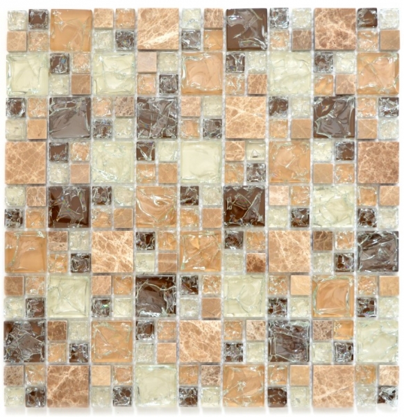 Natural stone glass mosaic marble mosaic tiles light brown cream beige quarry glass tile backsplash kitchen wall - MOS87-K1453