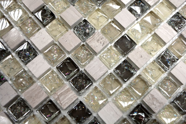Mosaico di vetro mosaico di pietra naturale piastrelle grigio verde grigio chiaro antracite chiaro cava vetro marmo piastrelle cucina - MOS92-1052