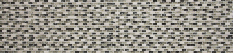 Mosaik Stäbchen Verbund Naturstein Mosaikfliese graugrün beige Brick Glasmosaik Bruchglas Marmor Fliesenspiegel Wand Küche - MOS87-B1152