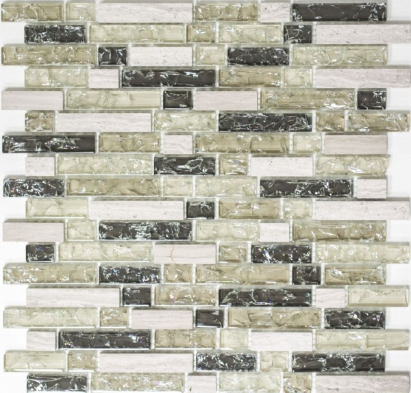 Glass mosaic natural stone rods mosaic tiles gray-green light gray anthracite quarry glass wall tile kitchen bathroom WC - MOS87-V1352