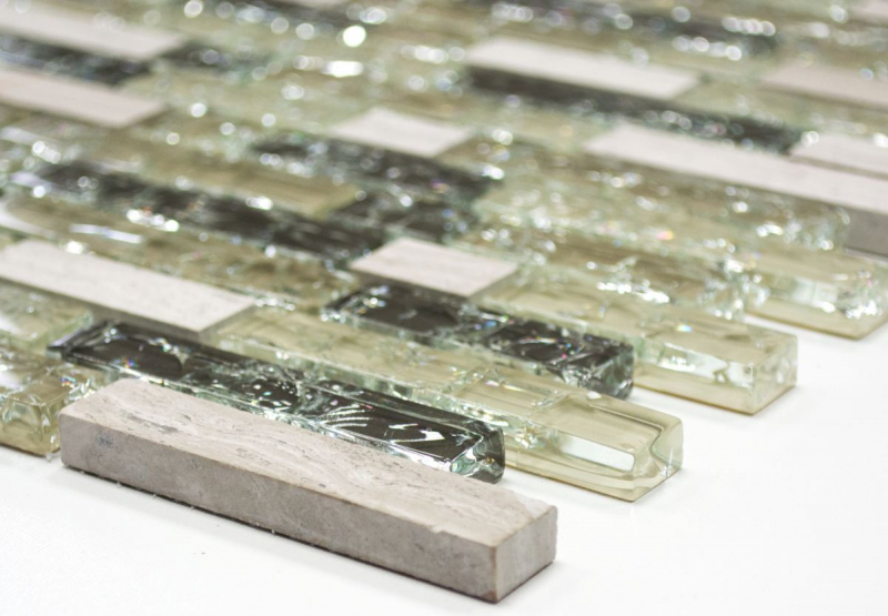 Mosaico di vetro in pietra naturale tessere di mosaico grigio verde chiaro grigio antracite cava piastrelle da parete cucina bagno WC - MOS87-V1352