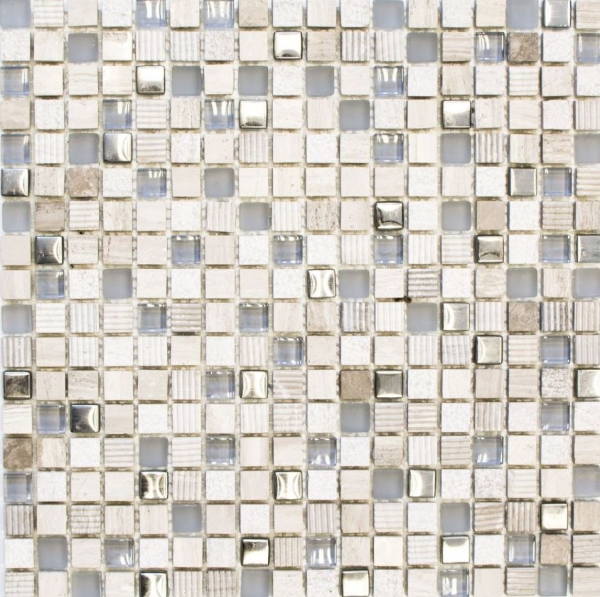Glass mosaic natural stone mosaic tile light gray cream silver marble structure tile backsplash bathroom - MOS92-HQ10