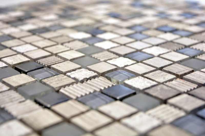 Mosaico di vetro pietra naturale mosaico piastrelle grigio chiaro crema argento marmo struttura piastrelle backsplash bagno - MOS92-HQ10