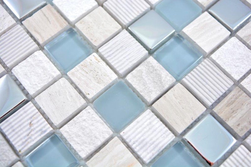 Natural stone rustic mosaic tile glass mosaic marble light gray silver beige frosted glass tile backsplash wall kitchen bathroom toilet - MOS92-HQ20