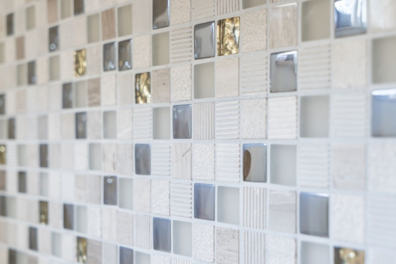 Pietra naturale mosaico rustico piastrelle di vetro mosaico di marmo grigio chiaro oro smerigliato vetro struttura piastrelle backsplash parete bagno cucina WC - MOS83-HQ22