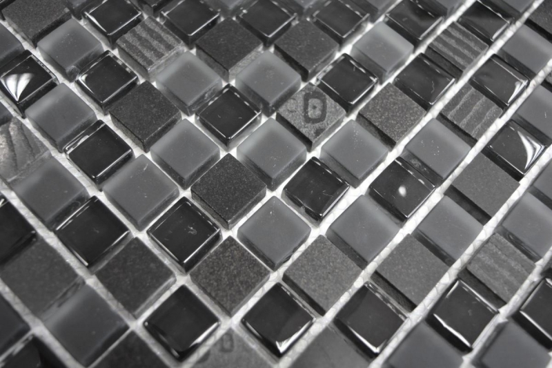 Hand-painted mosaic tile Translucent gray black Glass mosaic Crystal stone EP gray black silver MOS92-HQ19_m