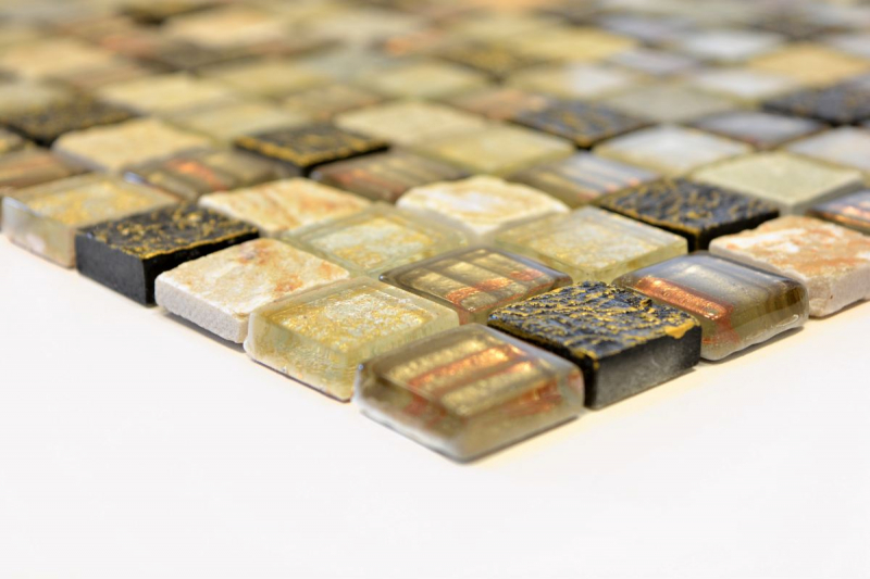 Mosaikfliese Küchenrückwand Transluzent gold braun Glasmosaik Crystal Stein gold braun Struktur MOS83-CR17_f