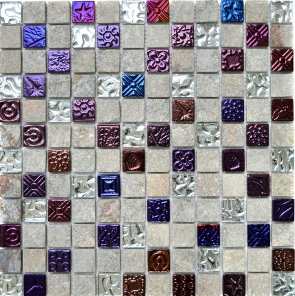 Pietra artificiale mosaico rustico piastrelle di vetro mosaico quarzite grigio chiaro argento rosso blu viola backsplash cucina backsplash bagno WC - MOS83-CR37