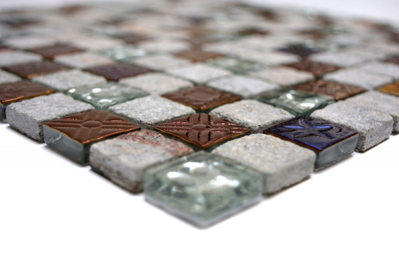 Mosaic tile kitchen splashback translucent gray glass mosaic Crystal stone design quartzite gray MOS83-CR37_f