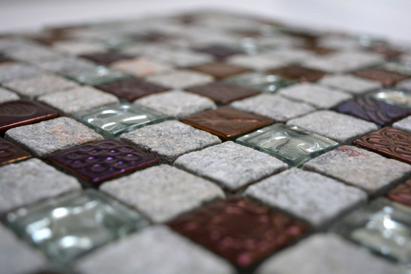 Mosaikfliese Küchenrückwand Transluzent grau Glasmosaik Crystal Stein Design Quarzit grau MOS83-CR37_f