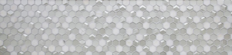 Naturstein Glasmosaik Mosaikfliesen Hexagonal weiß altweiß cremeweiß perlmutt Fliesenspiegel Wandverkleidung Bad - MOS11D-HXN11
