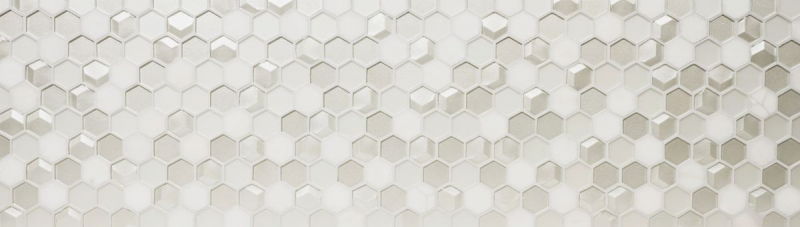 Carreaux de mosaïque fond de cuisine blanc Hexagon Mosaïque de verre pierre 3D MOS11D-HXN11_f