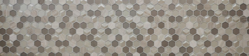 Pierre naturelle Mosaïque de verre Carreaux de mosaïque Hexagonal nacré beige crème noisette Revêtement mural salle de bain - MOS11D-44