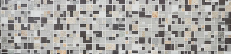 Mosaikfliese Küchenrückwand Transluzent grau braun Kombination Glasmosaik Crystal Stein grau braun MOS88-0206_f